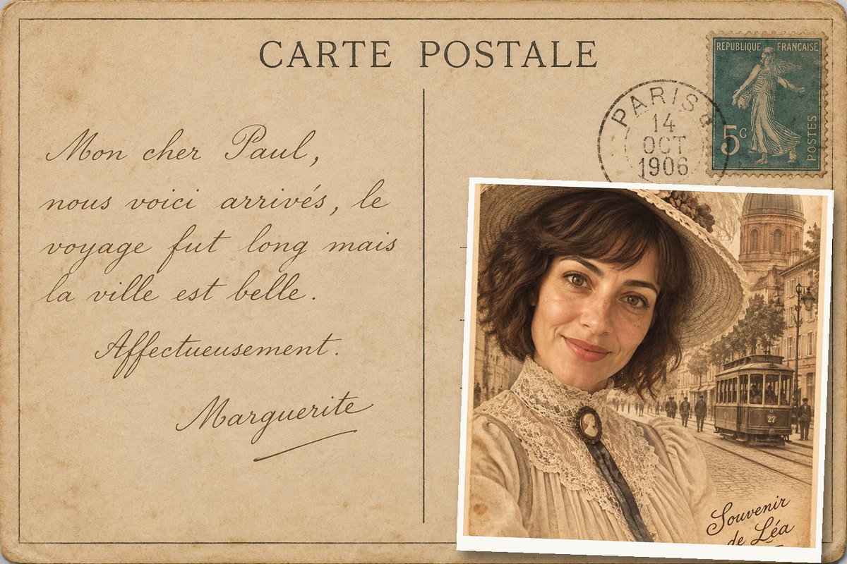 Retro di una cartolina antica con la foto del cliente